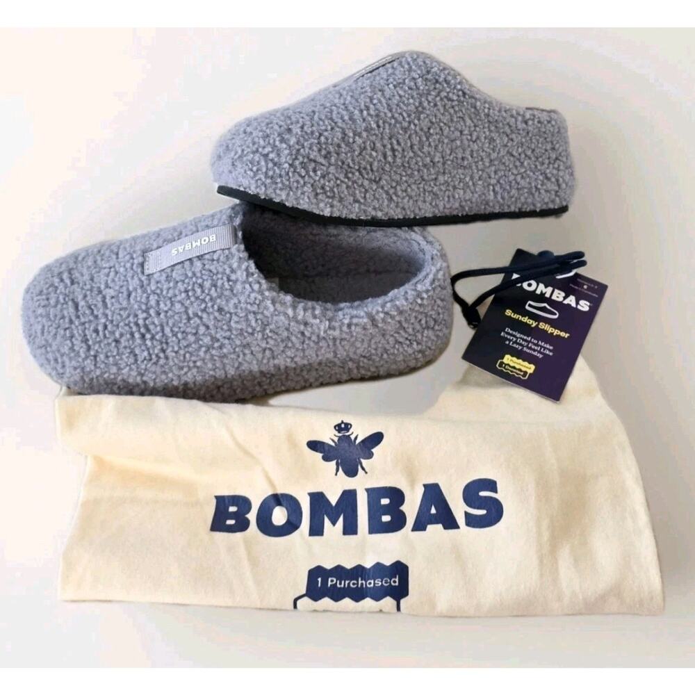 Bombas Women's Size 6 Sunday Slippers Light Blue Sherpa Comfy Casual Lounge Wear